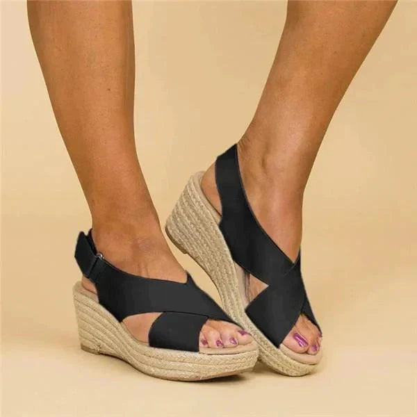 Gillian | Women's Orthopaedic Wedge Espadrille Sandals with Criss-Cross Straps