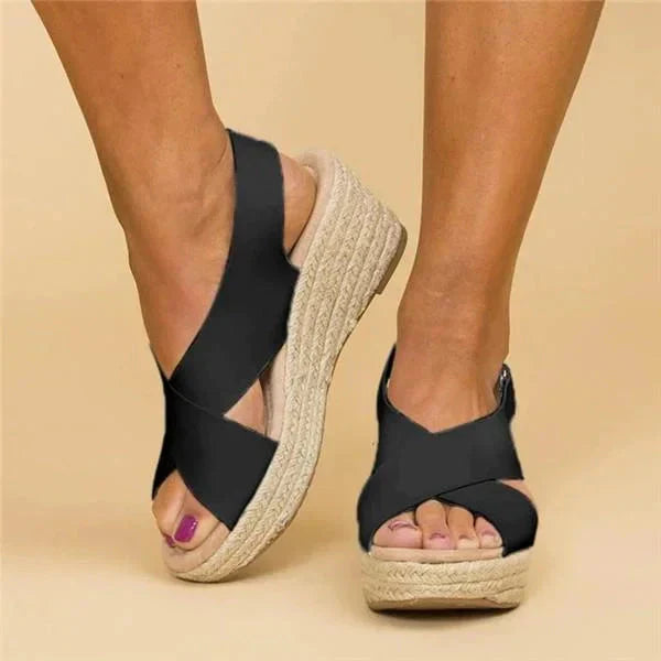 Gillian | Women's Orthopaedic Wedge Espadrille Sandals with Criss-Cross Straps