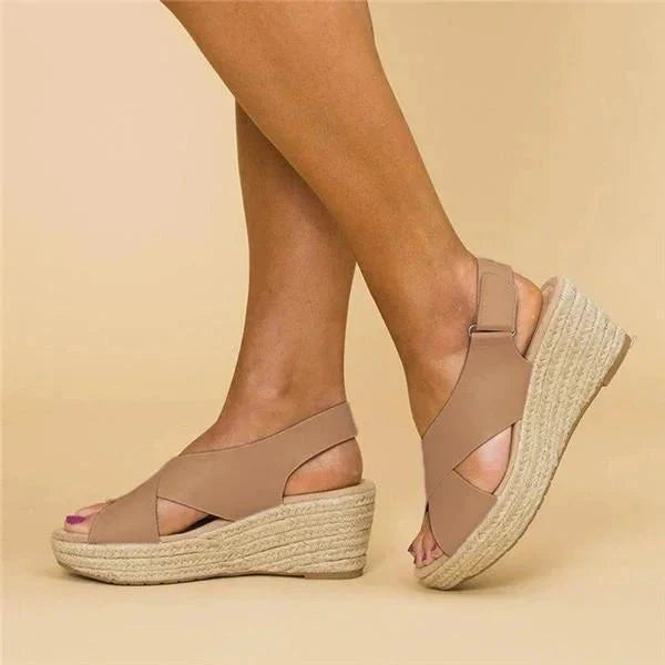 Gillian | Women's Orthopaedic Wedge Espadrille Sandals with Criss-Cross Straps