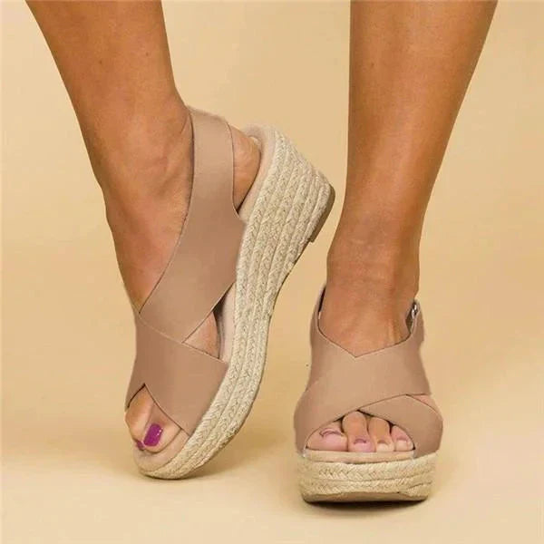 Gillian | Women's Orthopaedic Wedge Espadrille Sandals with Criss-Cross Straps