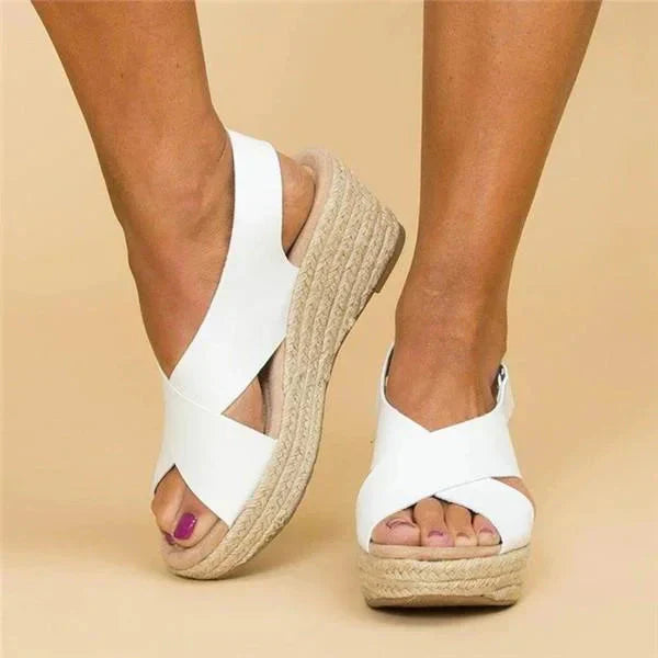 Gillian | Women's Orthopaedic Wedge Espadrille Sandals with Criss-Cross Straps