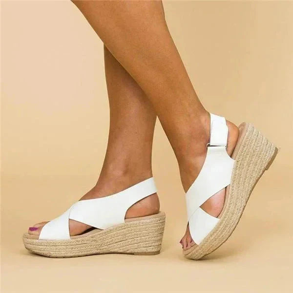 Gillian | Women's Orthopaedic Wedge Espadrille Sandals with Criss-Cross Straps