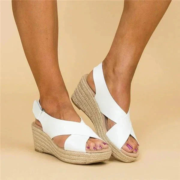 Gillian | Women's Orthopaedic Wedge Espadrille Sandals with Criss-Cross Straps