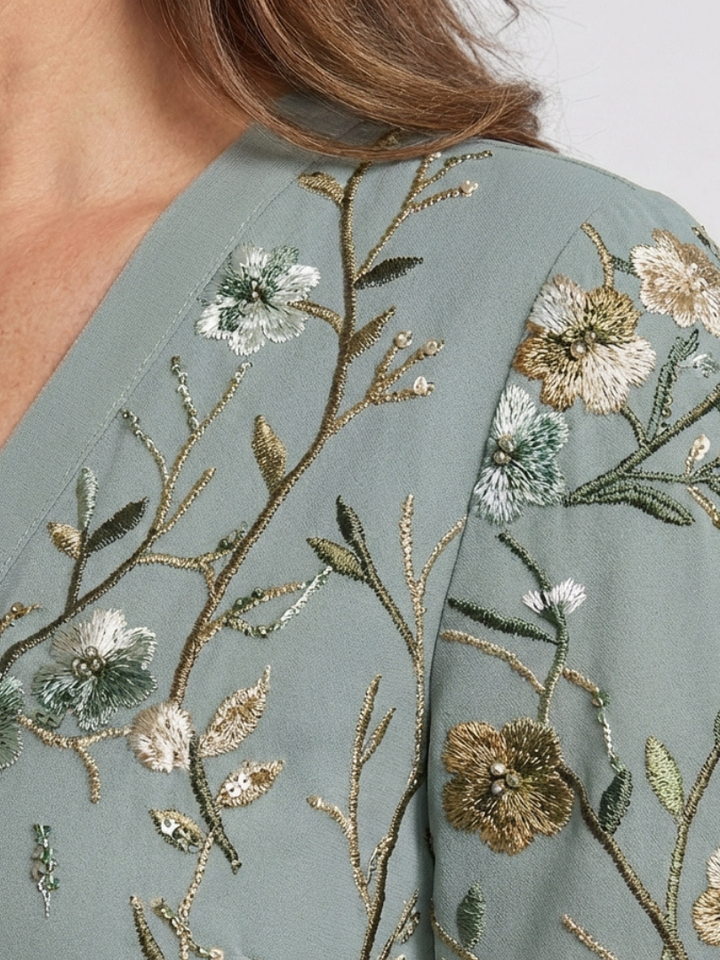 Grace & Parker™ | Floral V Neck Short Sleeve Maxi Dress