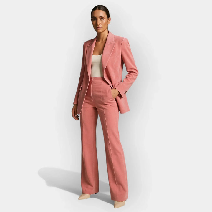Hannah | Tailored Trousersuit with Revere Collar and Single Button