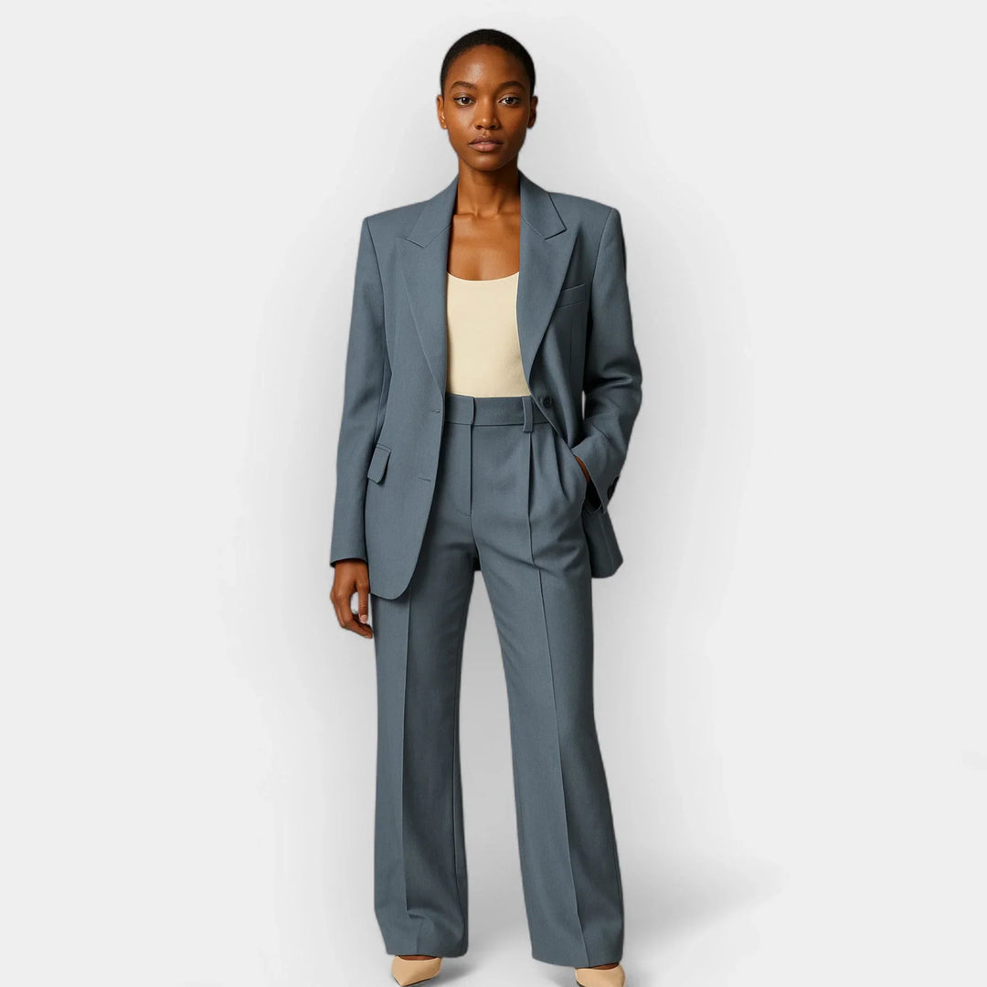 Hannah | Tailored Trousersuit with Revere Collar and Single Button