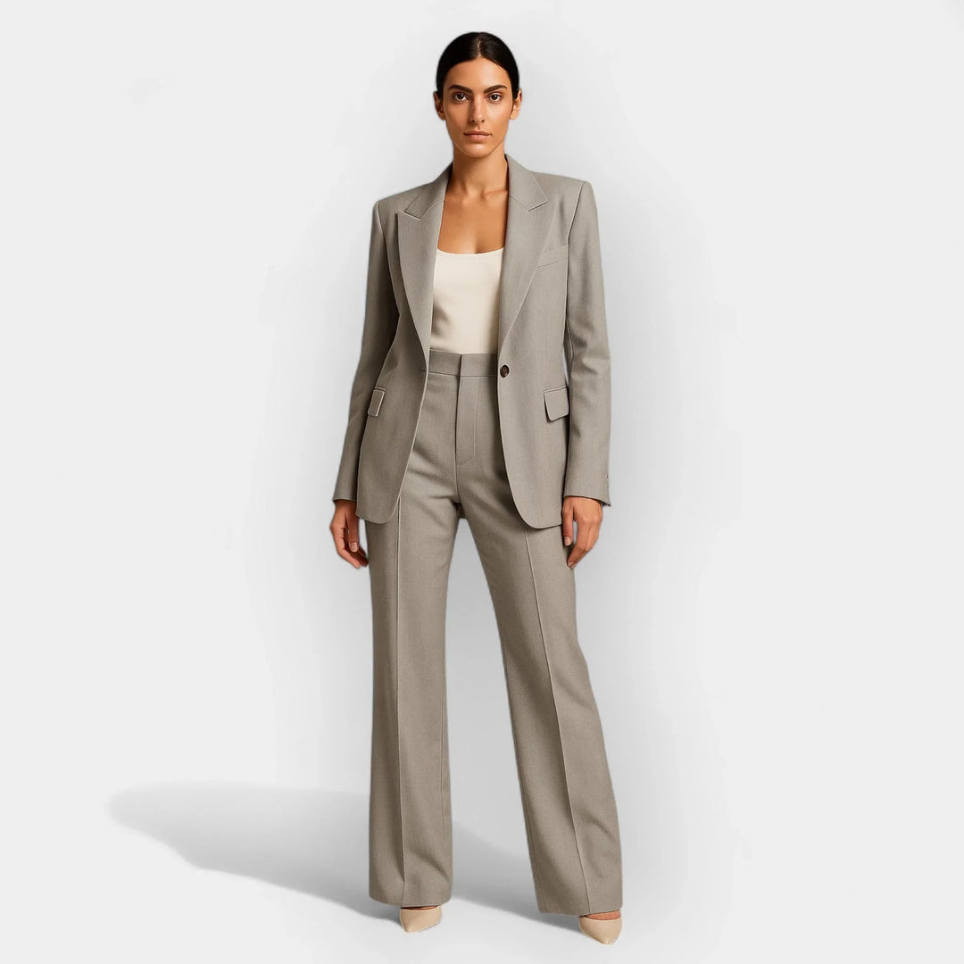 Hannah | Tailored Trousersuit with Revere Collar and Single Button