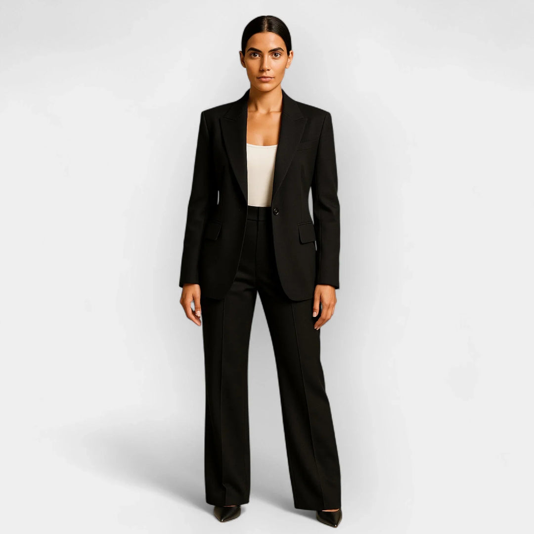 Hannah | Tailored Trousersuit with Revere Collar and Single Button
