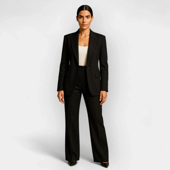 Hannah | Tailored Trousersuit with Revere Collar and Single Button