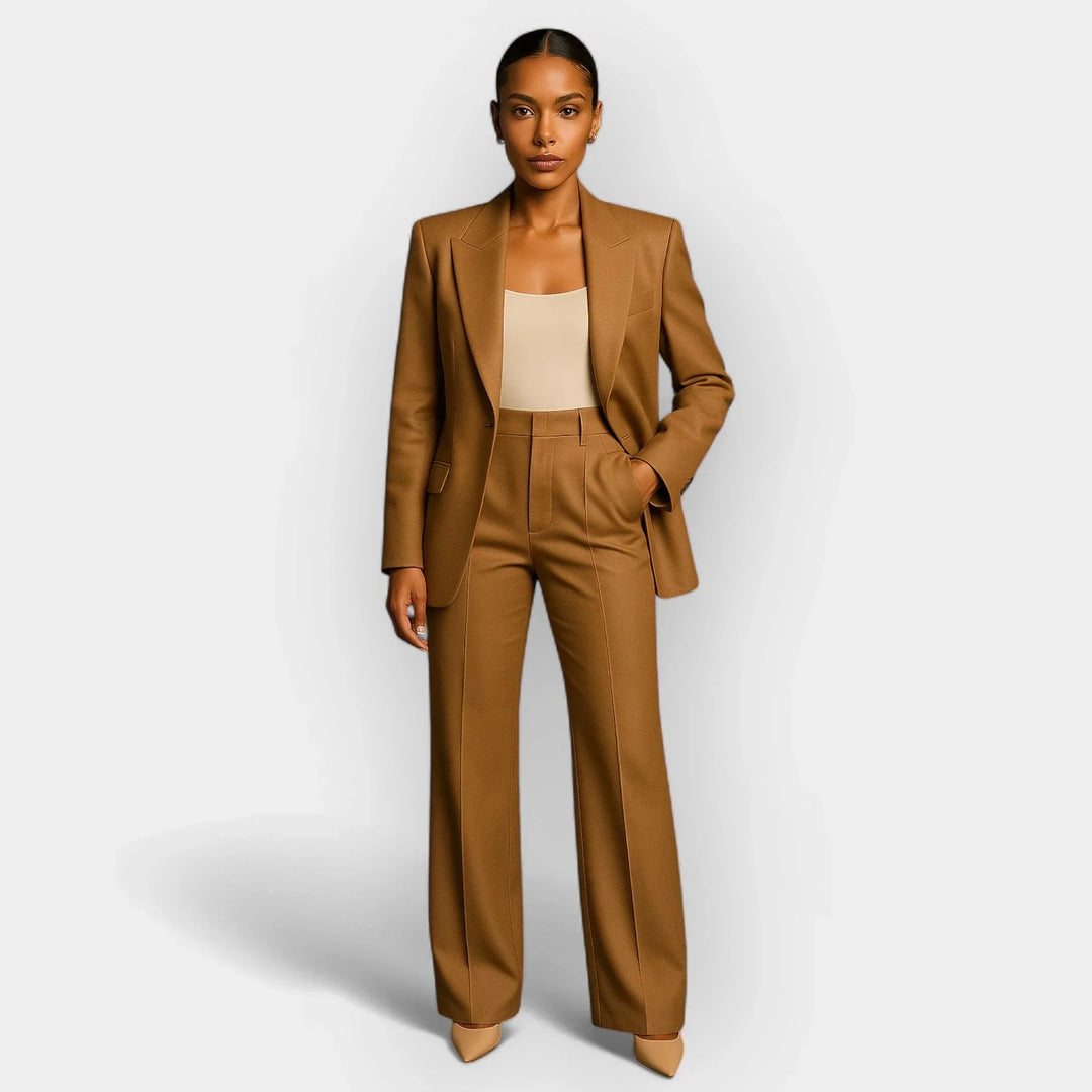 Hannah | Tailored Trousersuit with Revere Collar and Single Button