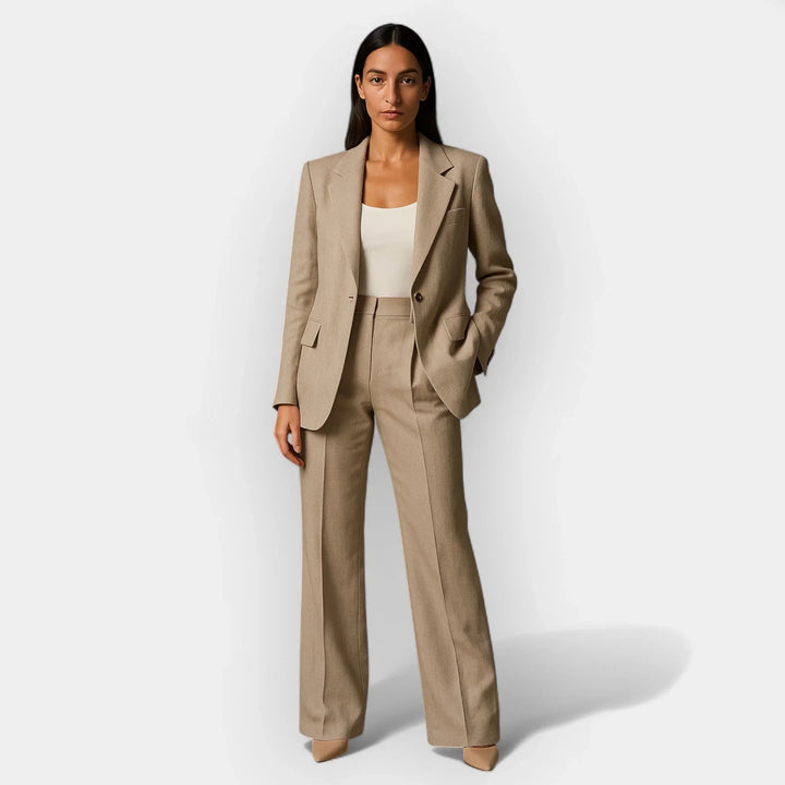 Hannah | Tailored Trousersuit with Revere Collar and Single Button
