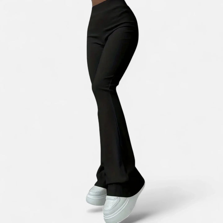 Heather | Women's Ribbed Knit Flared Trouser with High Waist