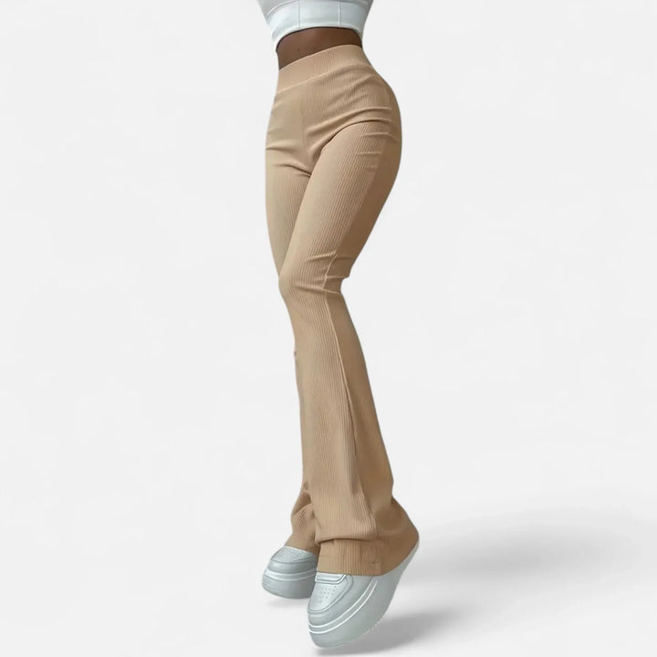 Heather | Women's Ribbed Knit Flared Trouser with High Waist