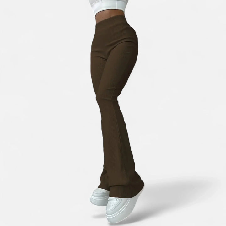 Heather | Women's Ribbed Knit Flared Trouser with High Waist