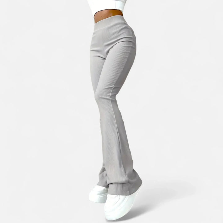 Heather | Women's Ribbed Knit Flared Trouser with High Waist