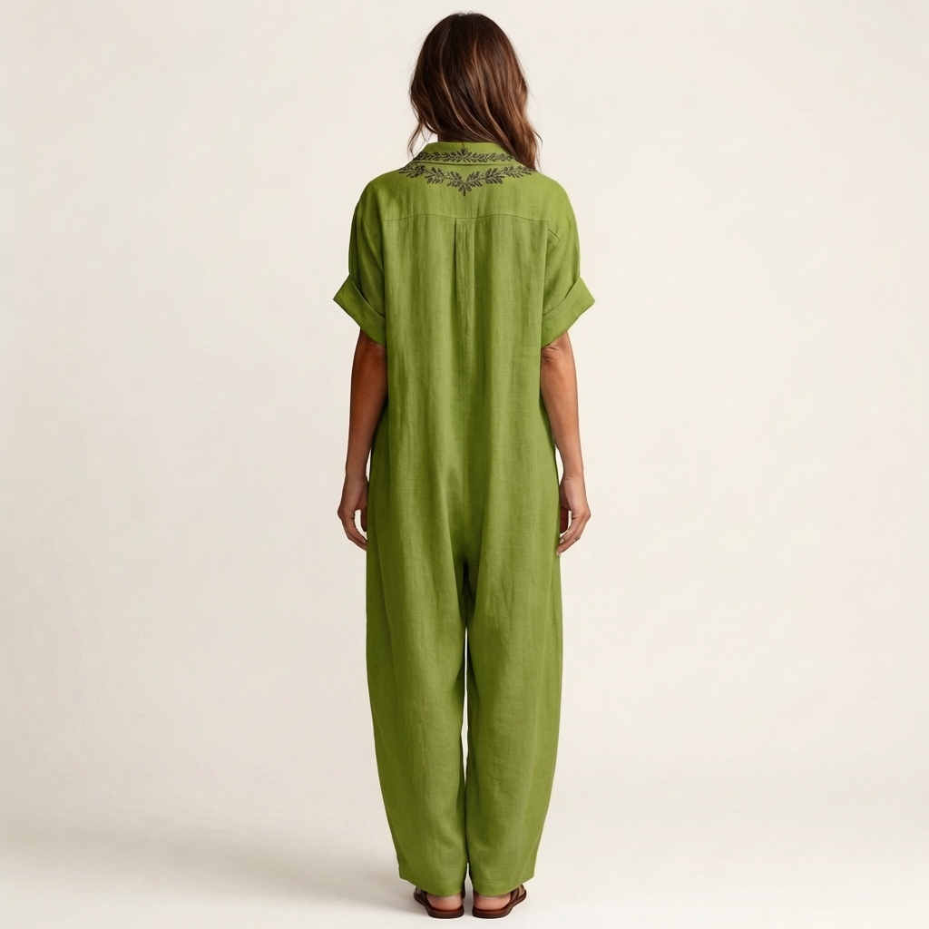 Maxi Linen Dress with Embroidery