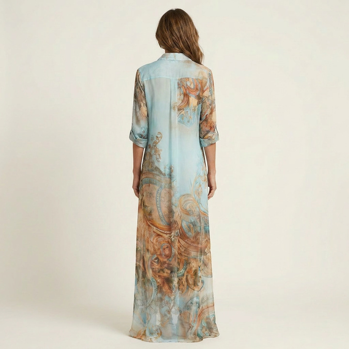 Lanie | Silk Maxi Shirt Dress
