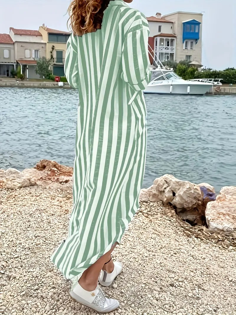 Danica™ | Striped Button-Down Shirt Dress