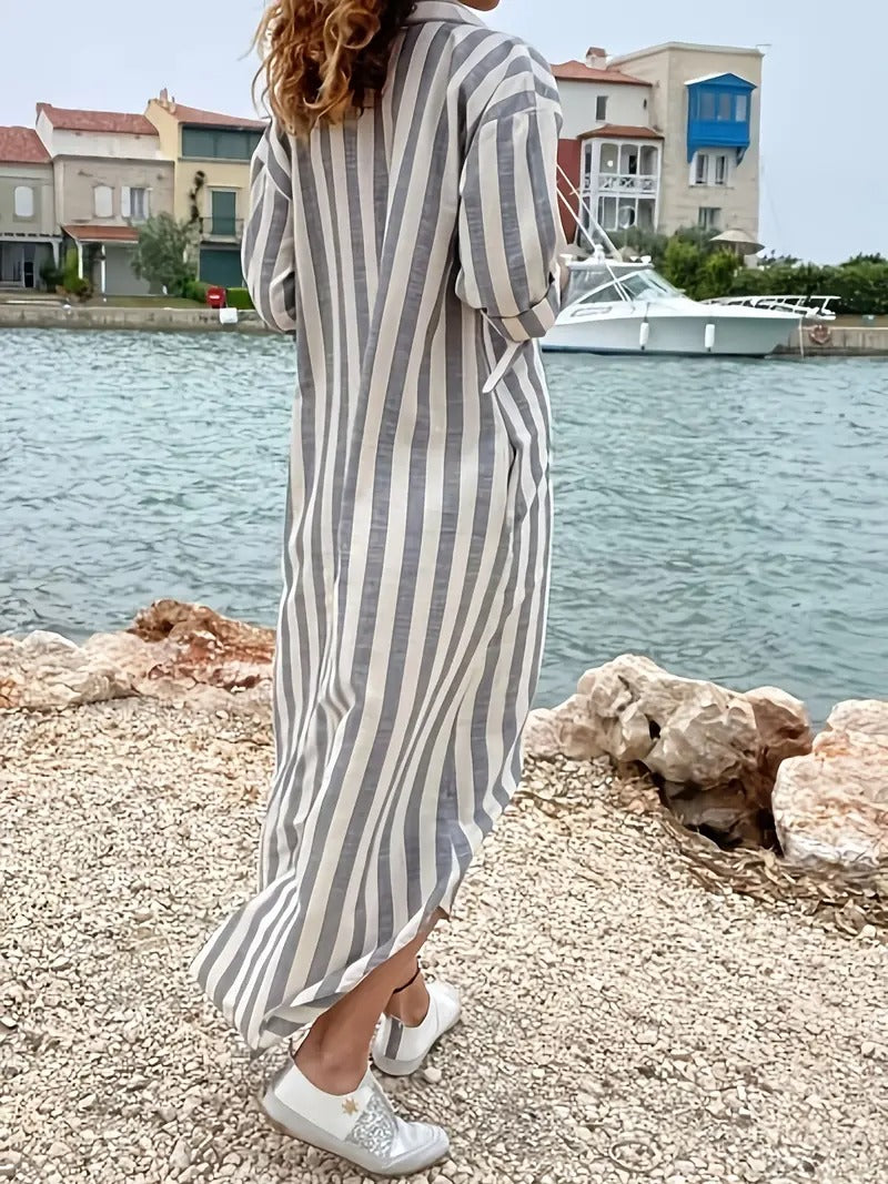 Danica™ | Striped Button-Down Shirt Dress