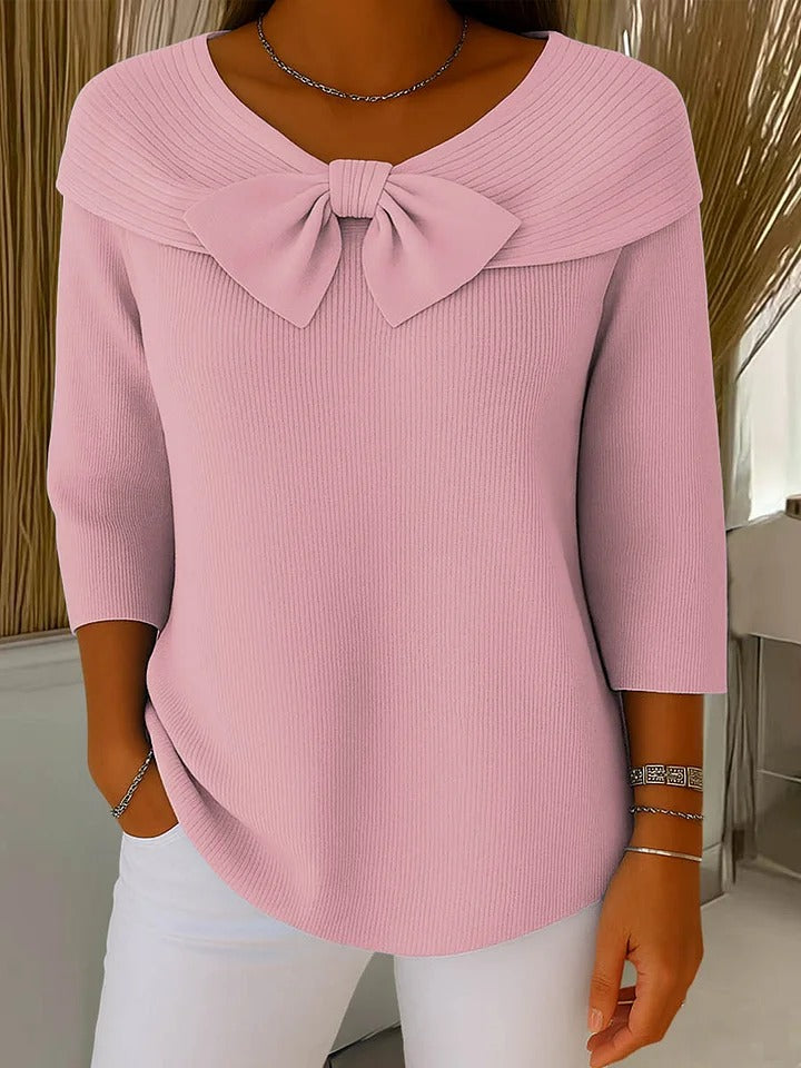 Trinidad | Sweater with Bow and Round Collar