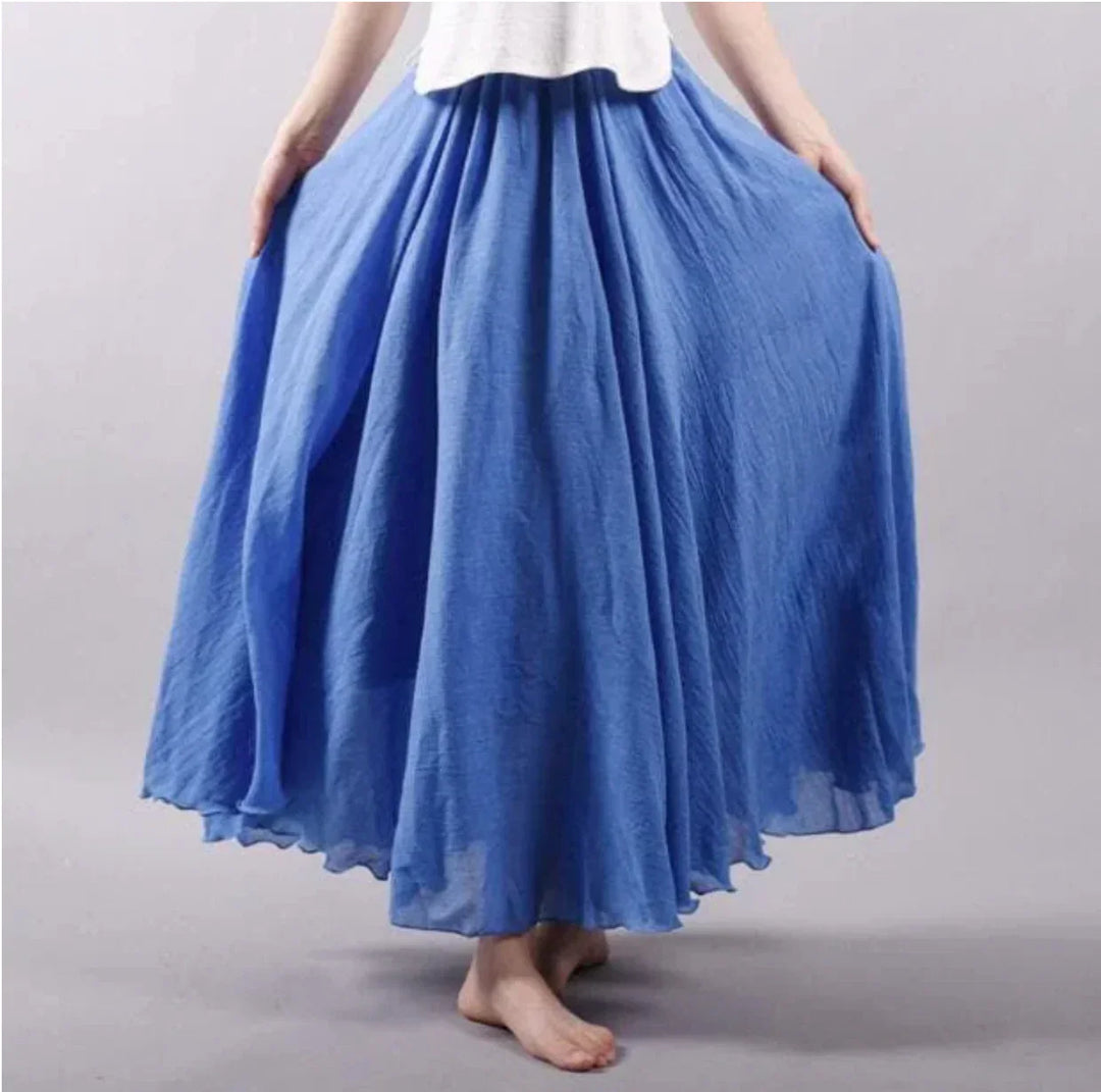 Iona | Women's Tiered Skirt with Hem and Elasticated Waist