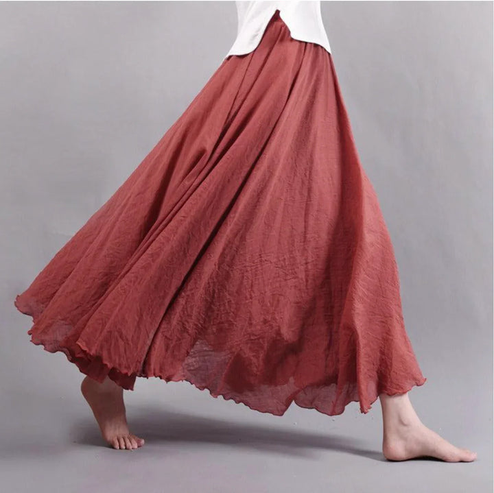 Iona | Women's Tiered Skirt with Hem and Elasticated Waist