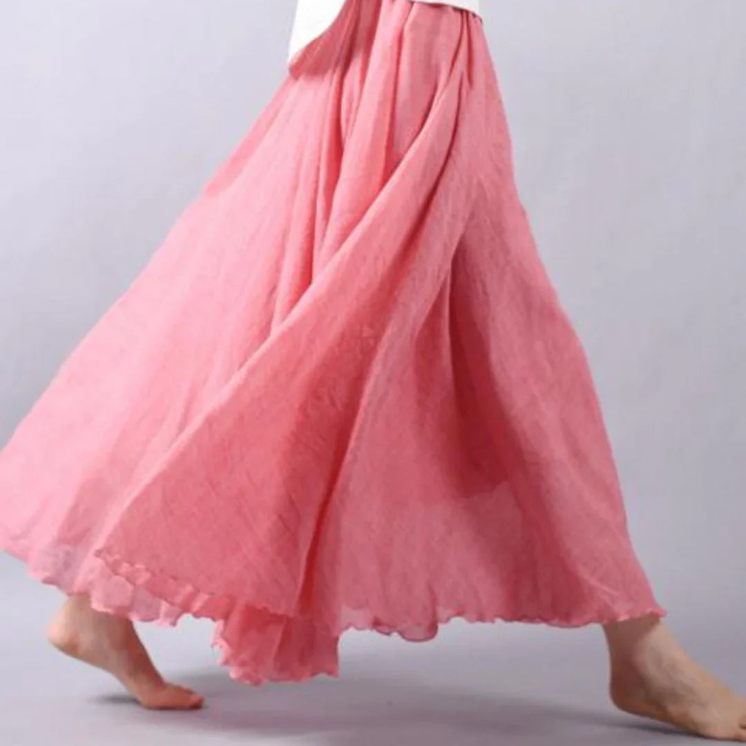 Iona | Women's Tiered Skirt with Hem and Elasticated Waist