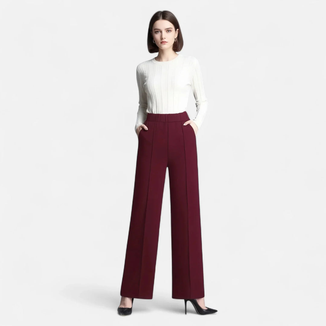 Irene | Women's High Waist Wide Leg Trouser with Elasticated