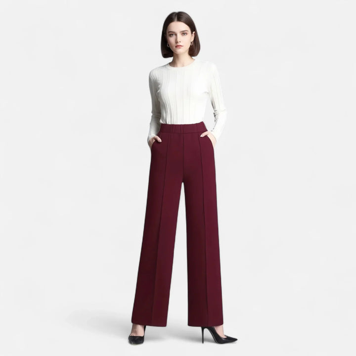 Irene | Women's High Waist Wide Leg Trouser with Elasticated