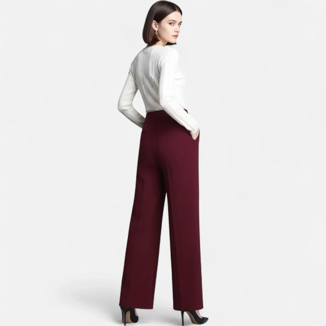 Irene | Women's High Waist Wide Leg Trouser with Elasticated