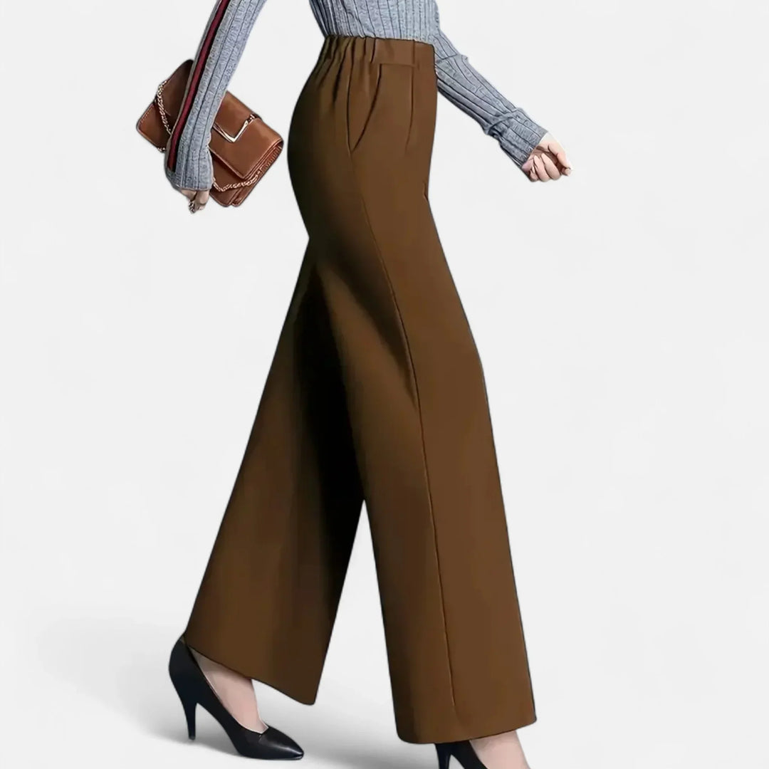 Irene | Women's High Waist Wide Leg Trouser with Elasticated
