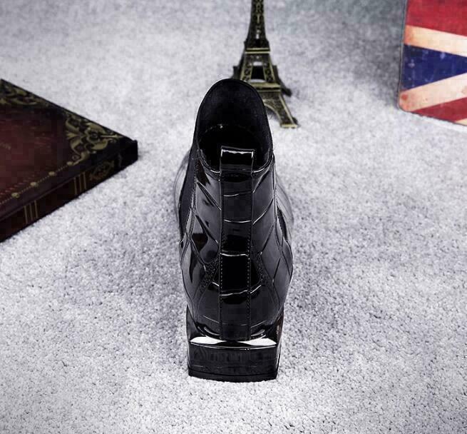 Isabelle | Women's Block Heel Black Chelsea Boots with Croc Emboss
