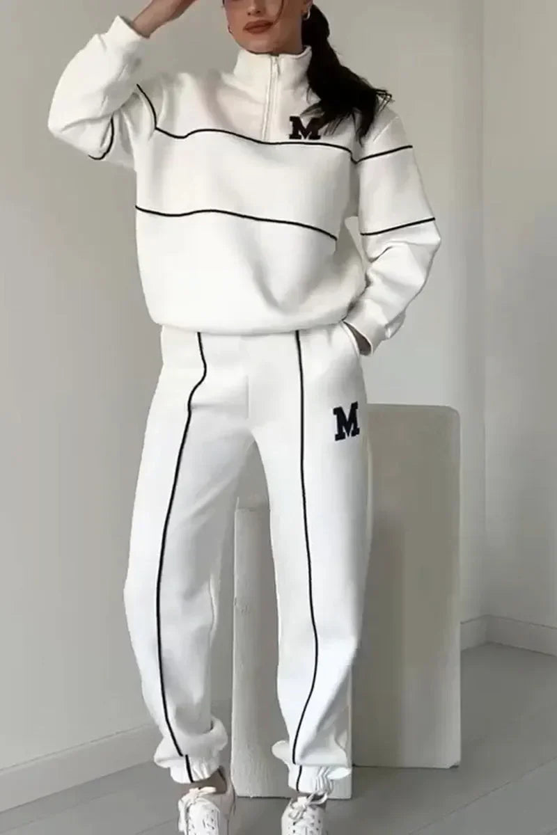 Isabelle | Women's Two Piece Tracksuit Set with Zip Neck and Contrast Trim