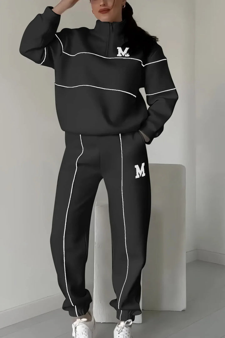 Isabelle | Women's Two Piece Tracksuit Set with Zip Neck and Contrast Trim
