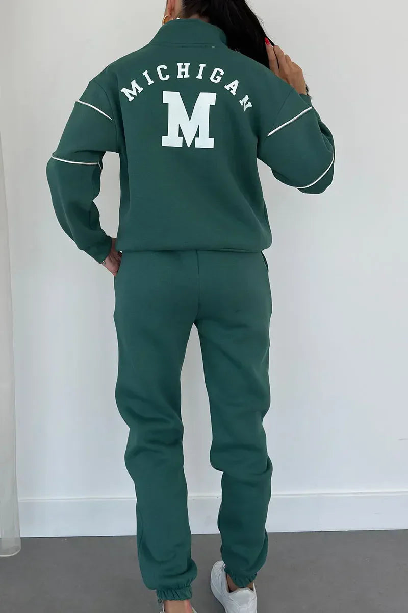 Isabelle | Women's Two Piece Tracksuit Set with Zip Neck and Contrast Trim