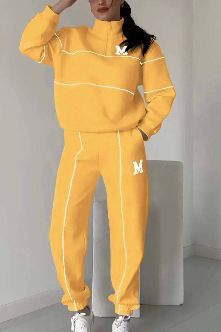 Isabelle | Women's Two Piece Tracksuit Set with Zip Neck and Contrast Trim