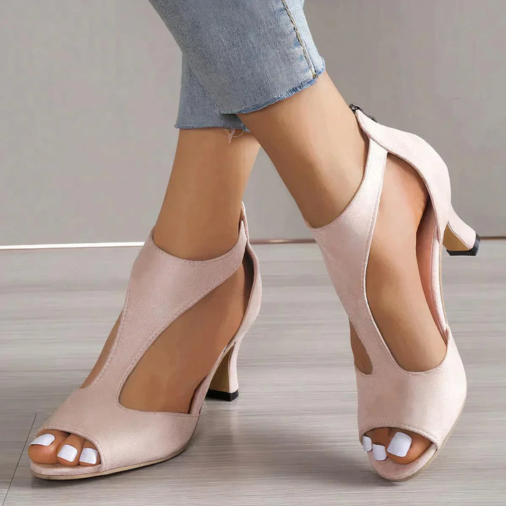Isobel | Women's Cutout Open Toe Heels with Zip Back