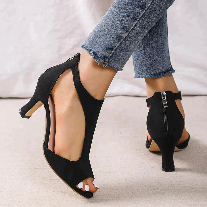 Isobel | Women's Cutout Open Toe Heels with Zip Back