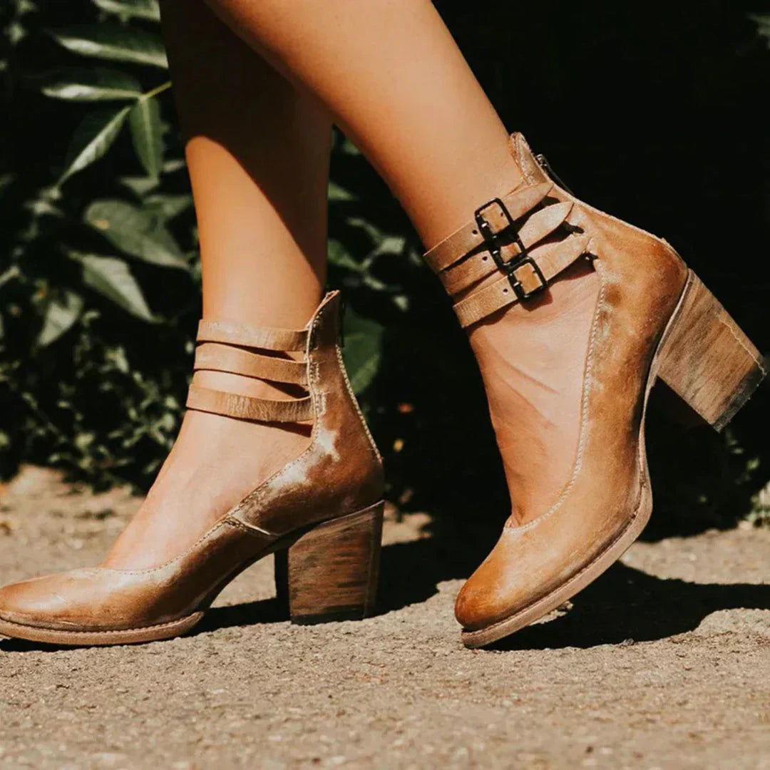 Jean | Women's Block Heel Ankle Strap Shoes with Buckle Straps
