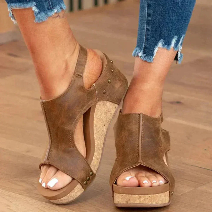 Jean | Women's Open Toe Wedge Heels Sandals with Slingback Strap