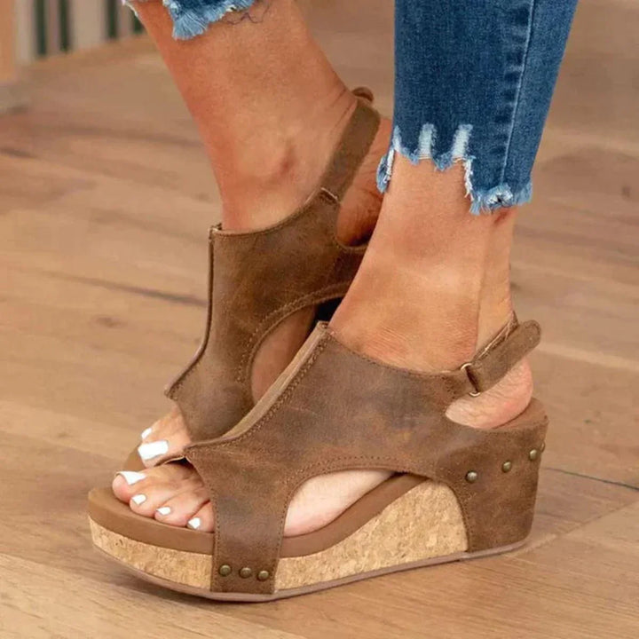 Jean | Women's Open Toe Wedge Heels Sandals with Slingback Strap