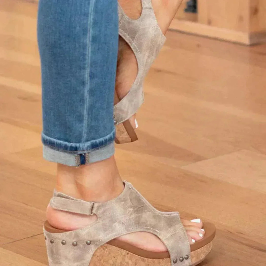 Jean | Women's Open Toe Wedge Heels Sandals with Slingback Strap
