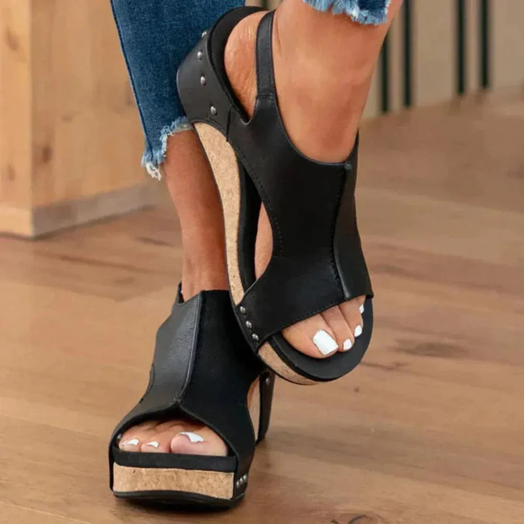 Jean | Women's Open Toe Wedge Heels Sandals with Slingback Strap