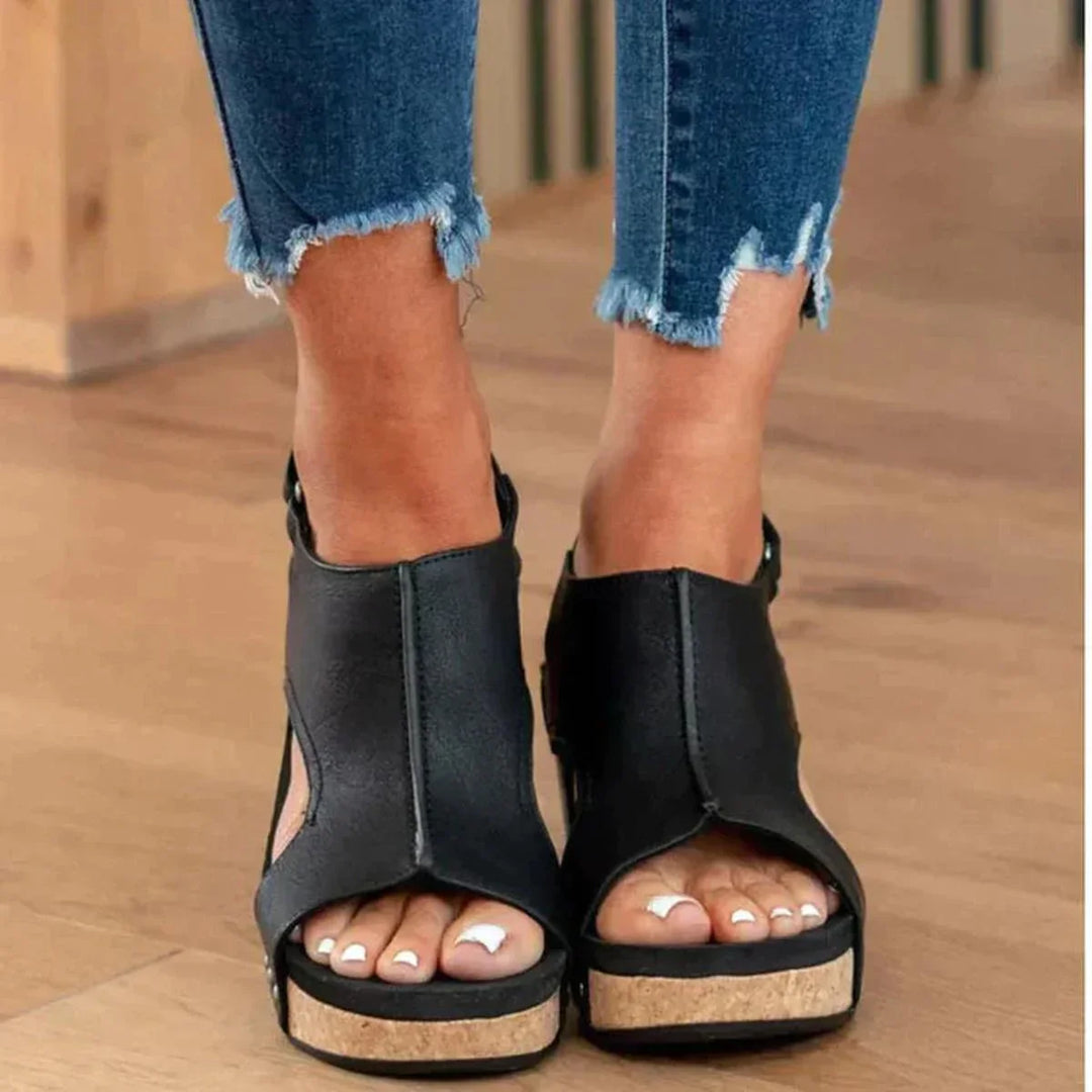Jean | Women's Open Toe Wedge Heels Sandals with Slingback Strap