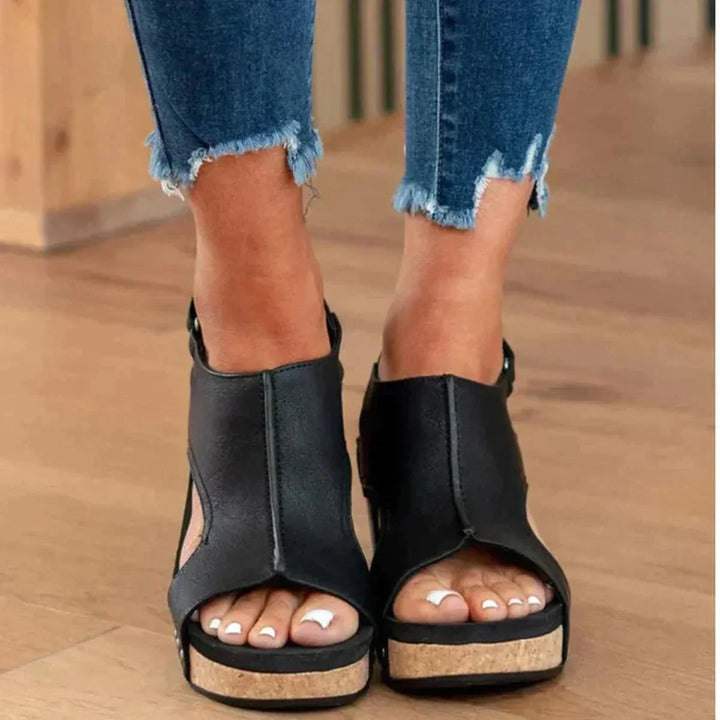 Jean | Women's Open Toe Wedge Heels Sandals with Slingback Strap