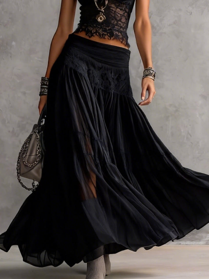 Genevieve Complete Set — Sheer Top with Pleated Skirt
