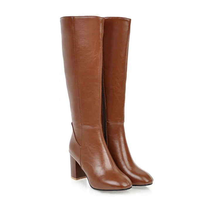 Joyce | Women's Block Heel Knee-High Boots with Side Zip
