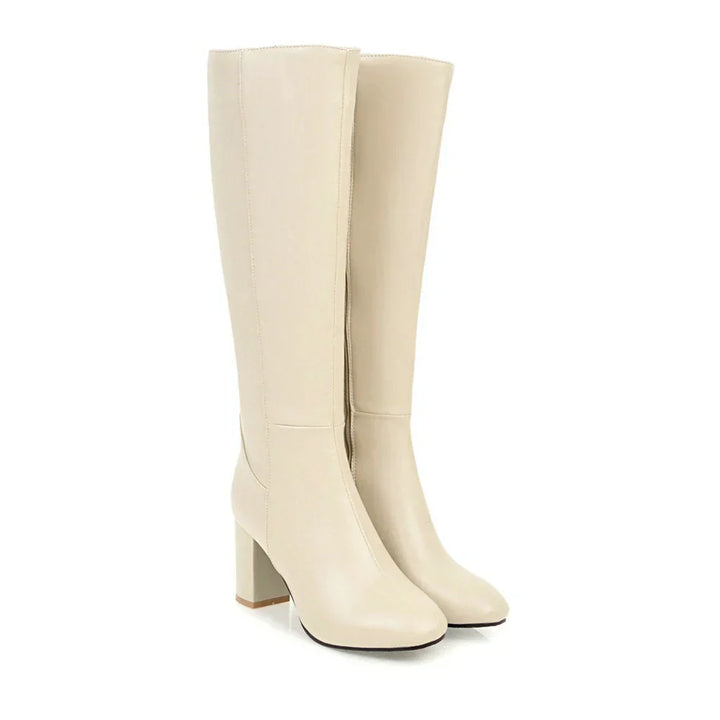 Joyce | Women's Block Heel Knee-High Boots with Side Zip