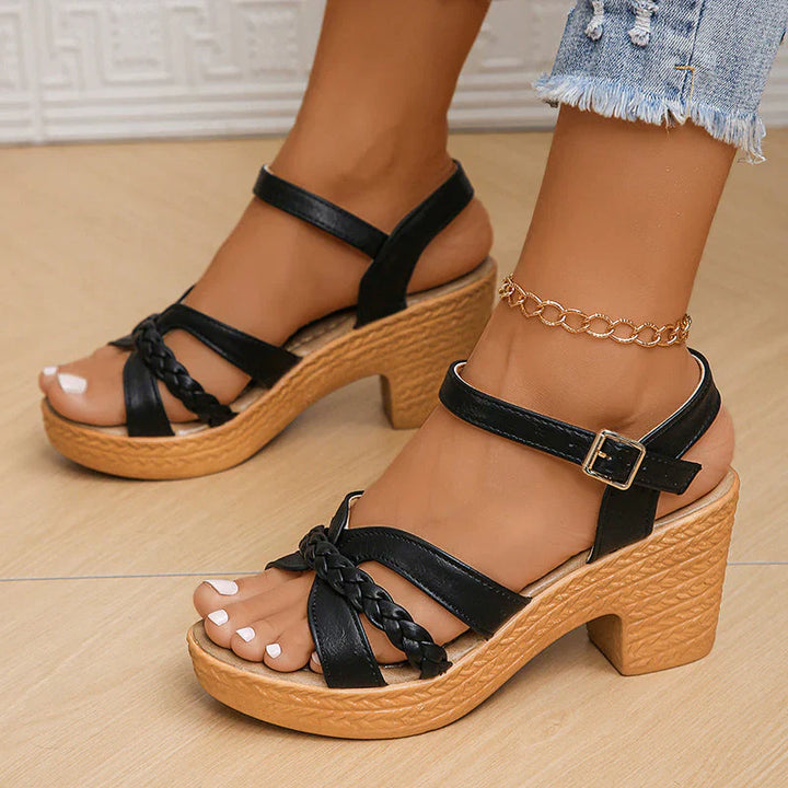 Karen | Women's Platform Wedge Heels with Braided and Ankle Strap