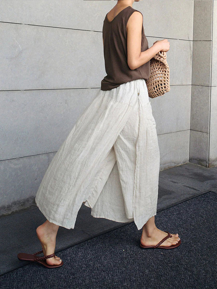 Lavinia | Women's Wide Leg Trouser with Elasticated Waist and Side Pockets